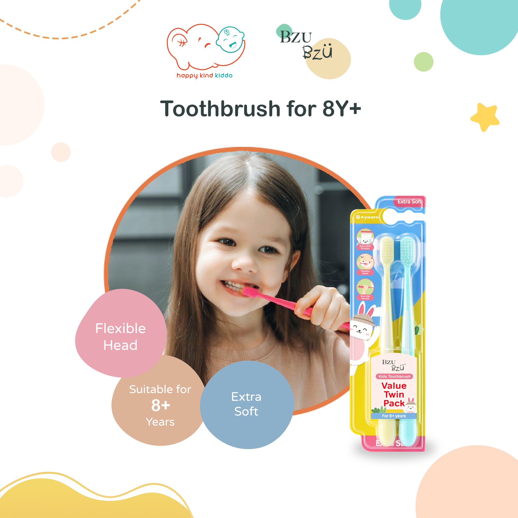 Bzu Bzu Toothbrush for 8Y+ (Twin Pack)