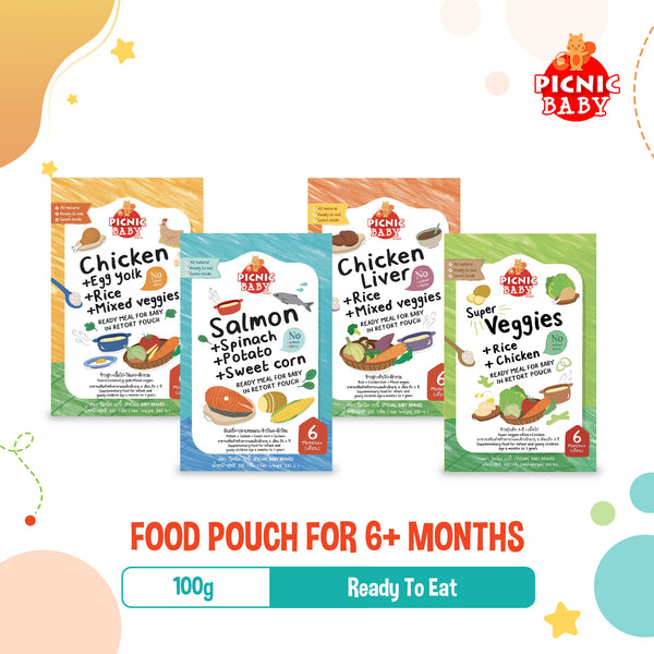Picnic Baby Halal Food Pouch for 6M+, 4 Flavors