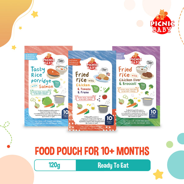 Picnic Baby Halal Food Pouch for 10M+, 3 Flavors