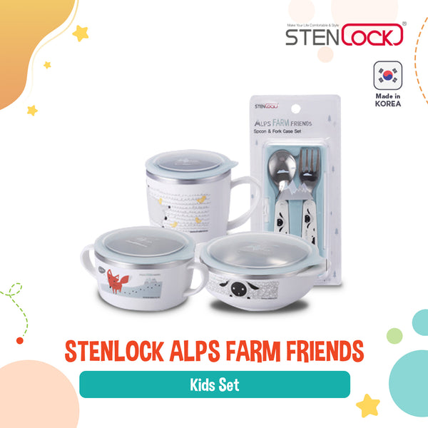 Stenlock Alps Farm Friends Stainless Steel Kids Feeding Set