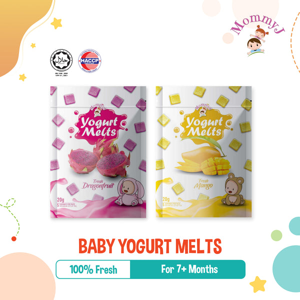 MommyJ Baby Yogurt Melts for 7M+, 2 Flavors (Dragon Fruit, Mango)