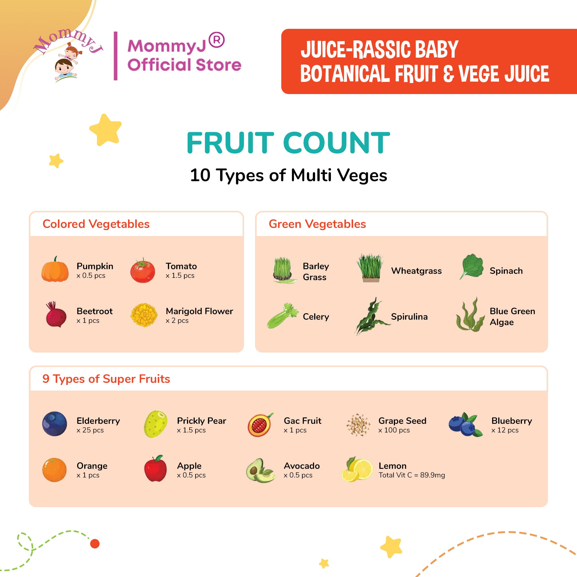 MommyJ Juice-rassic Baby Botanical Fruit & Vege Juice for 12M+