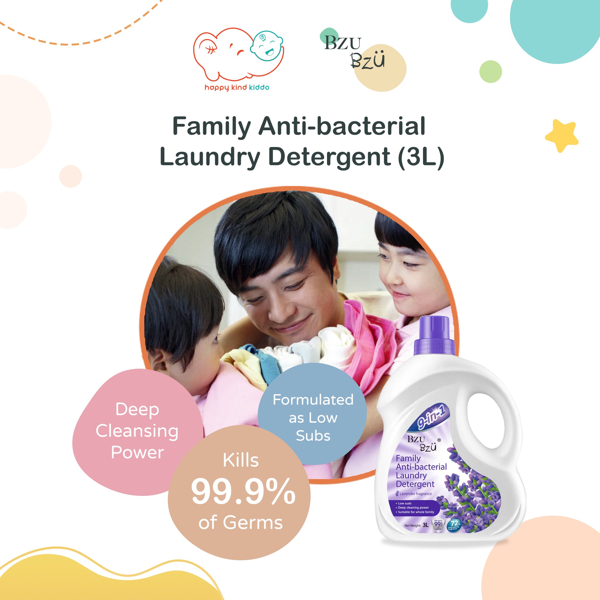 Bzu Bzu Family Anti-bacterial Laundry Detergent (3L)