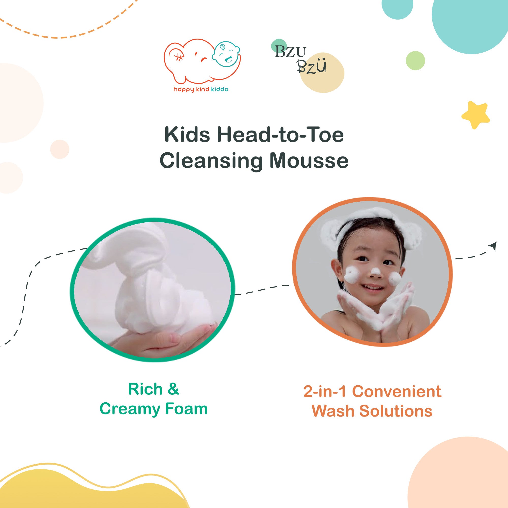 Bzu Bzu Kids Head-to-Toe Cleansing Mousse (350mL)