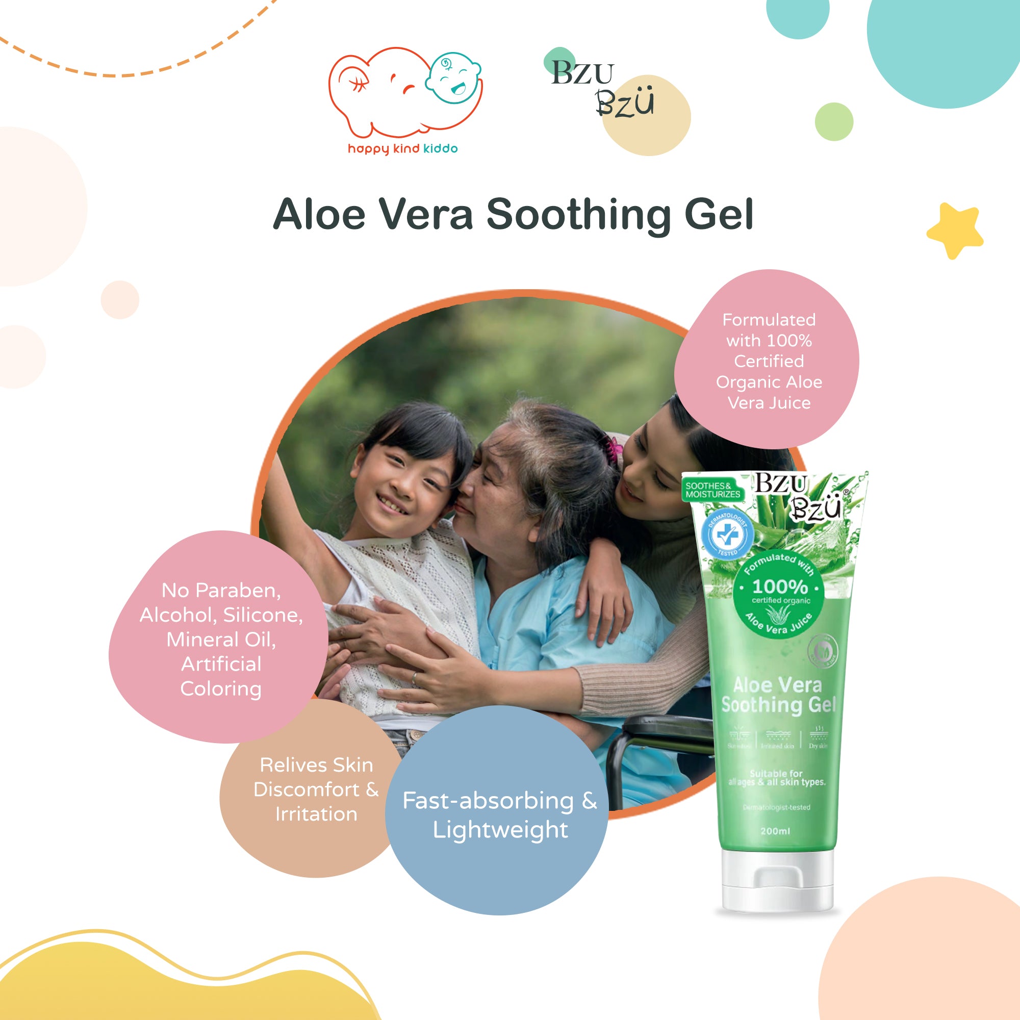 Bzu Bzu Aloe Vera Soothing Gel (200mL)