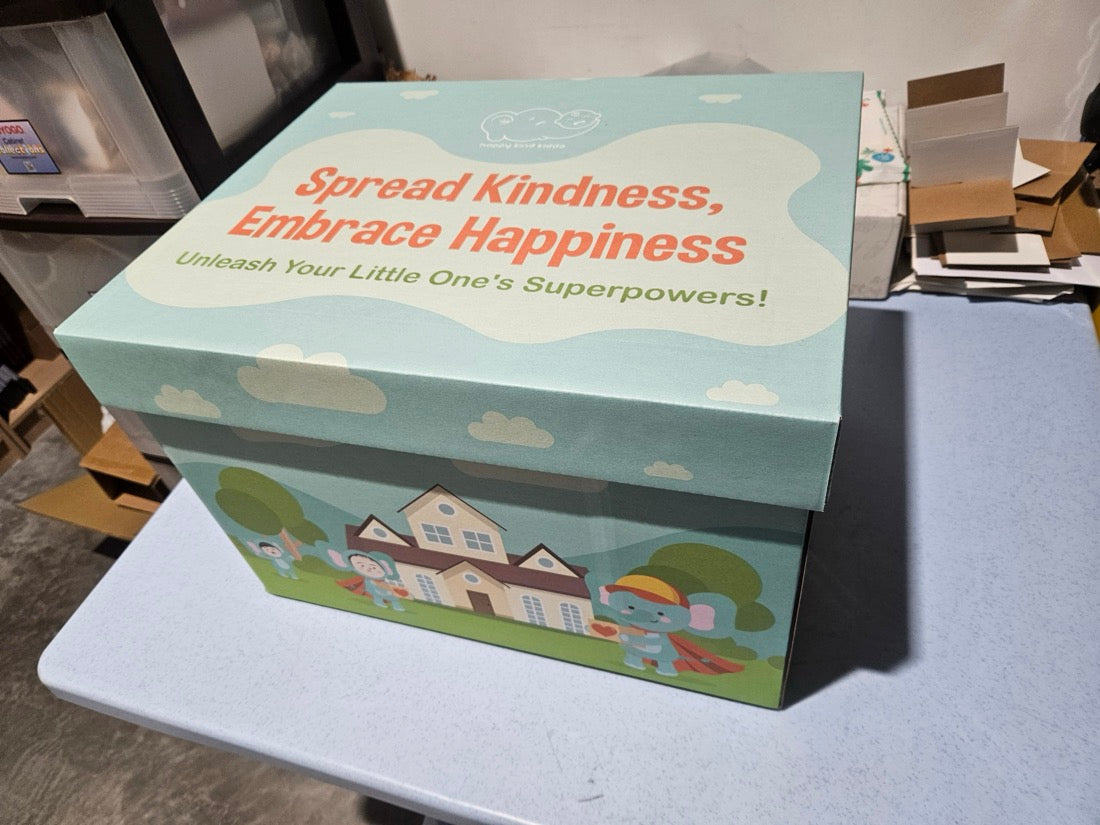 The Happy Kind Kiddo gift box with its lid on