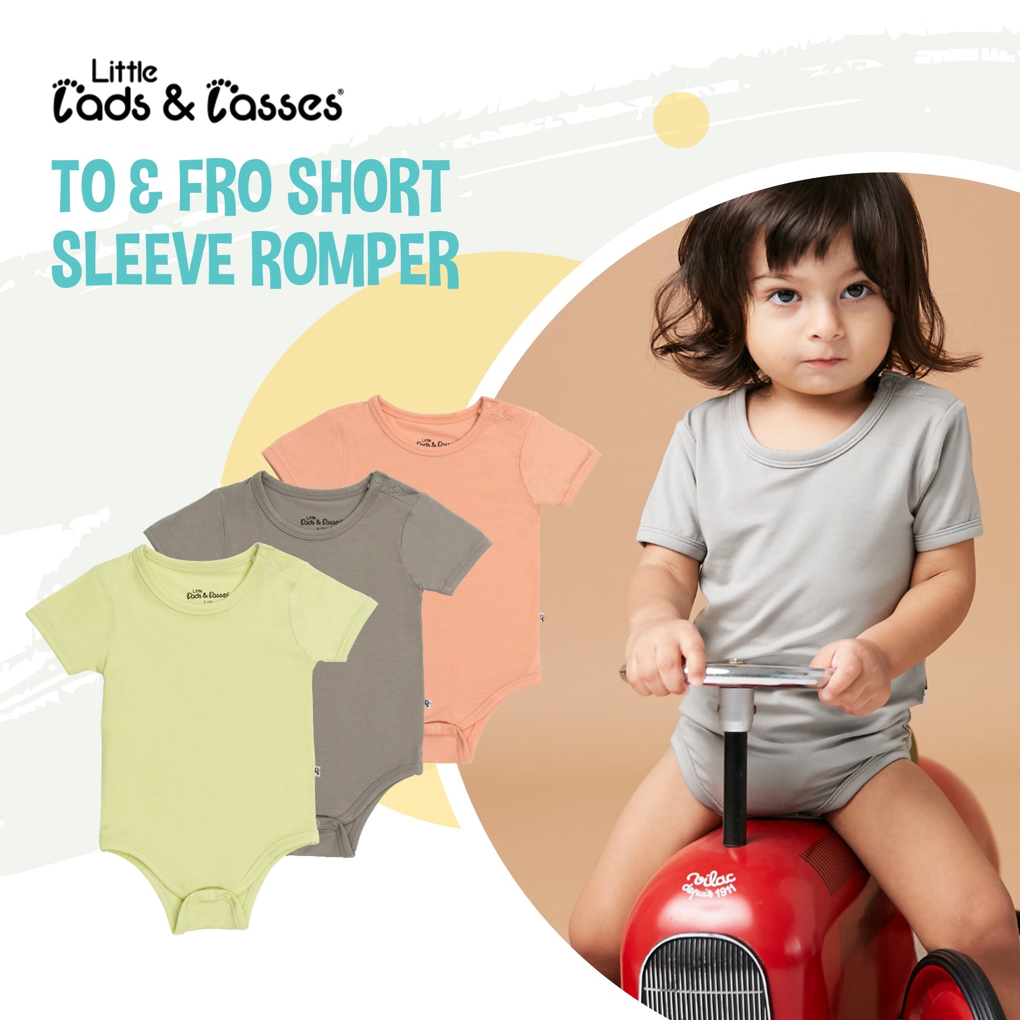 Little Lads & Lasses TO & FRO SHORT SLEEVE ROMPER from Newborn to 18M