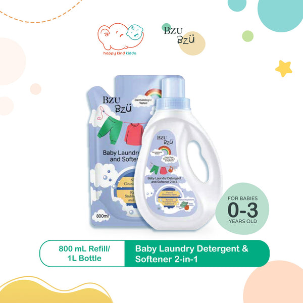 Bzu Bzu Baby Laundry Detergent & Softener 2-in-1 (1L Bottle or 800ml Refill)
