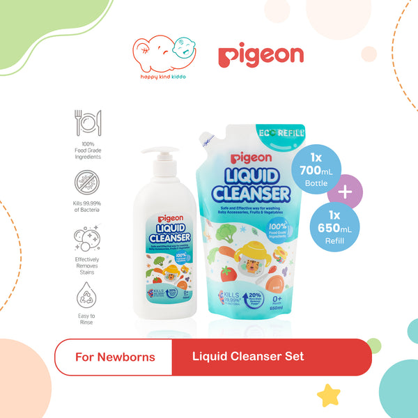 Pigeon Liquid Cleanser Set for Newborn, 700mL Bottle + 650mL Refill