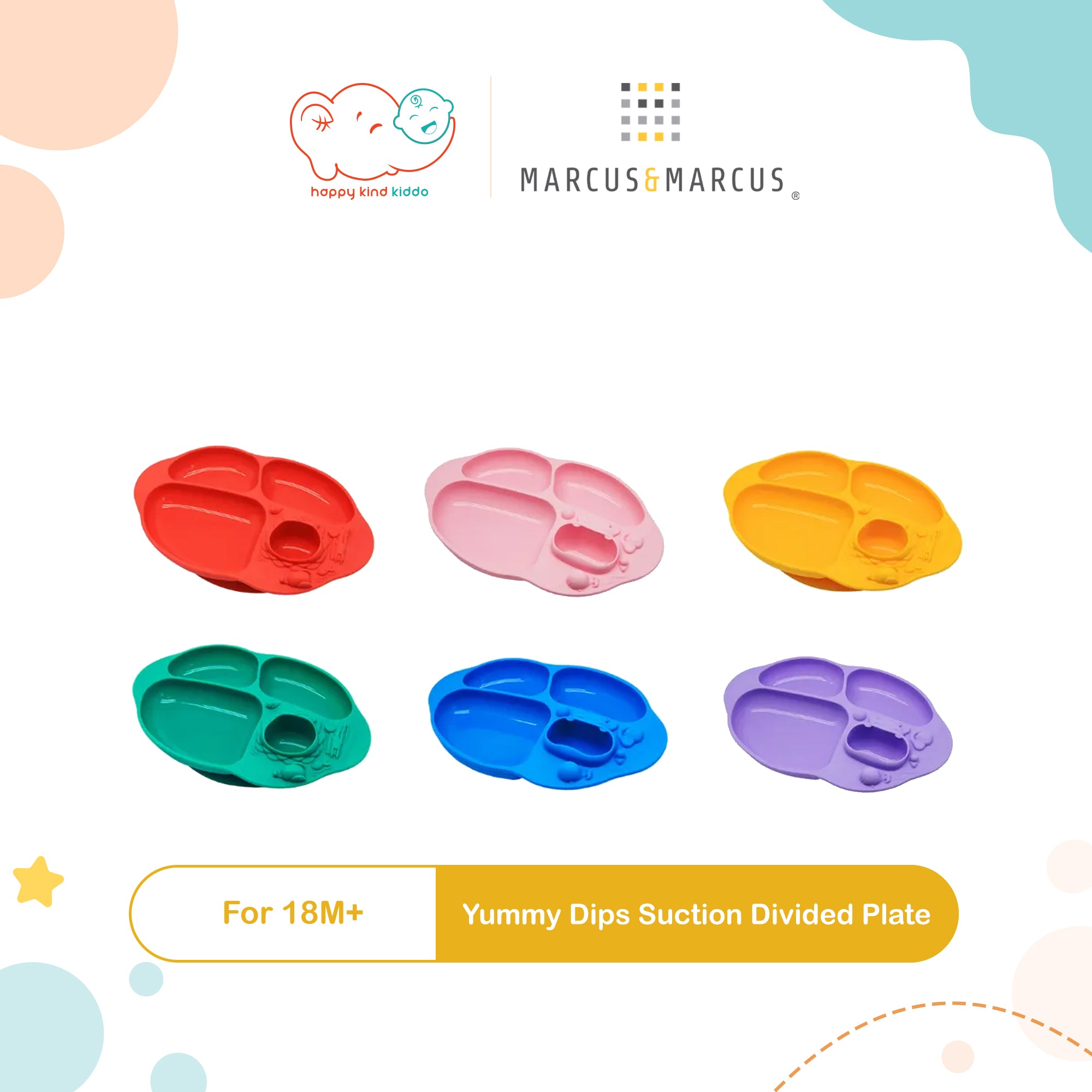 Marcus & Marcus Yummy Dips Suction Divided Plate for 18M+