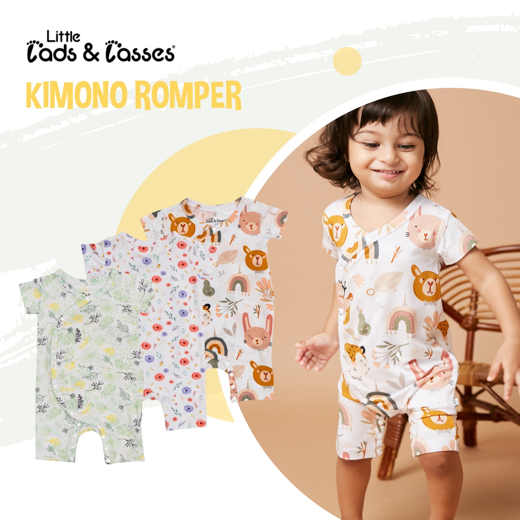 Little Lads & Lasses IT'S-A-WRAP KIMONO ROMPER from Newborn to 18M