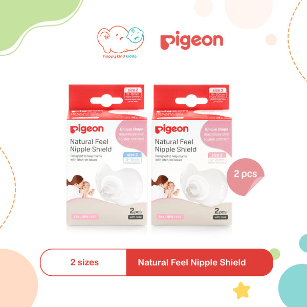 Pigeon Natural Feel Nipple Shield (2pcs), Size 2 (13-16mm) or Size 3 (16-20mm)