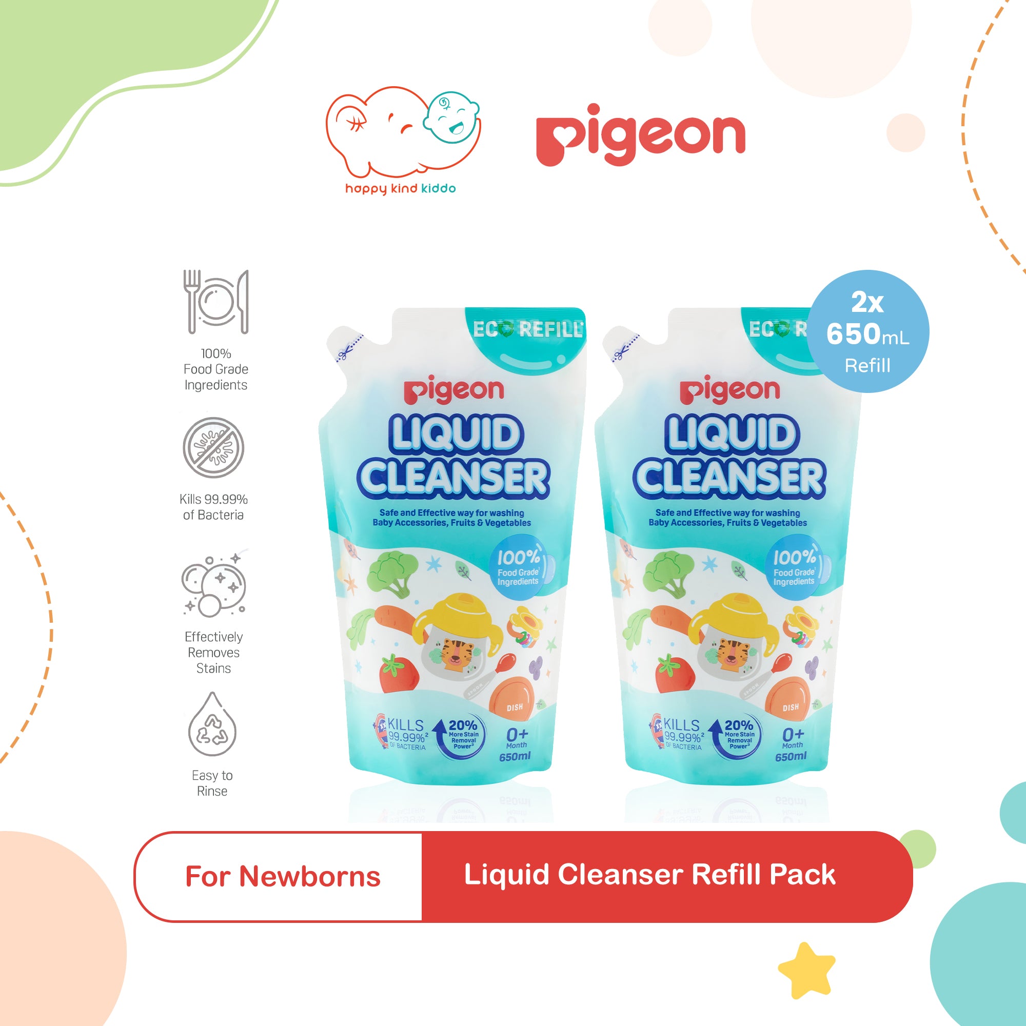 Pigeon Liquid Cleanser Refill Pack (2 packs), 650mL
