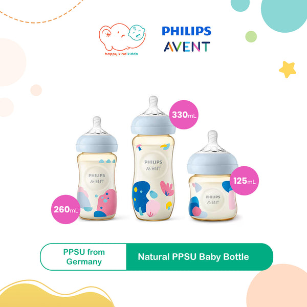 Philips Avent Natural PPSU Baby Bottle (Single Pack), 3 Sizes (125mL, 260mL, 330mL)