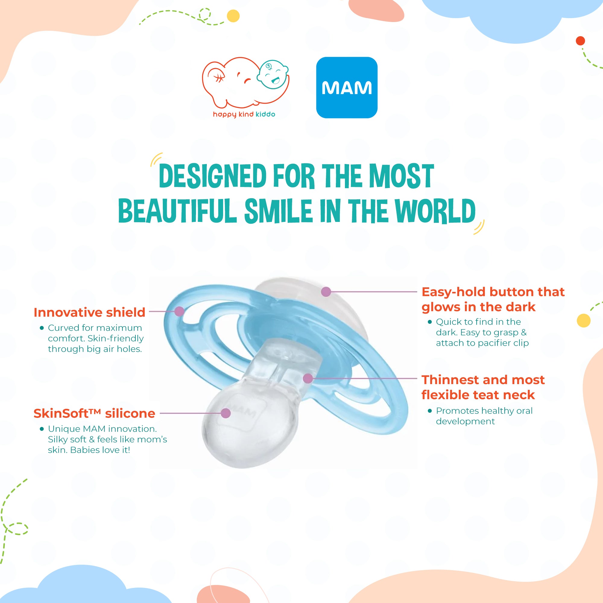 MAM Perfect Pacifier, Softer Baby Soother with Self Sterilising Travel Case