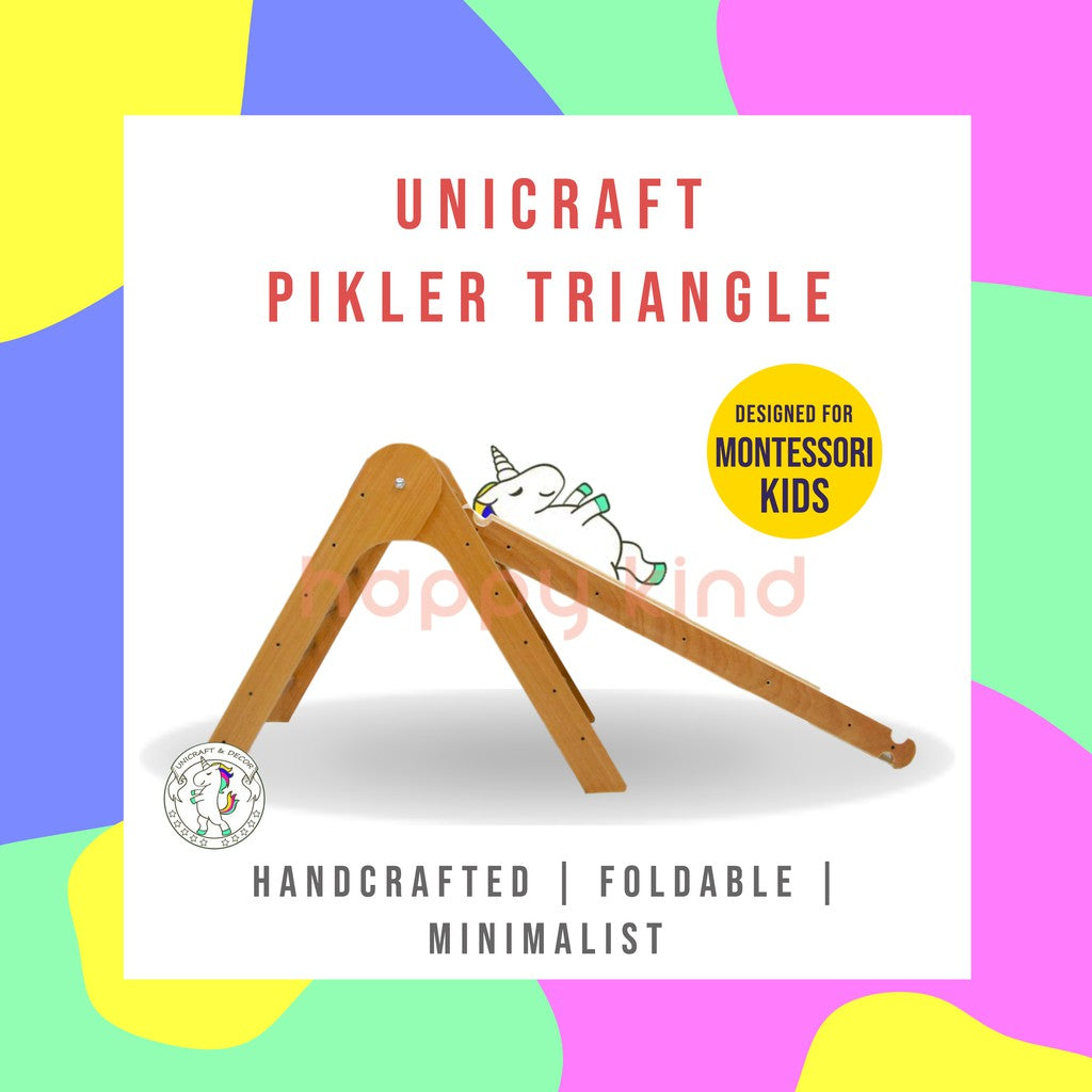 Unicraft Pikler Triangle for Montessori Kids, 2 in 1 - Slide and Climbing Ramp